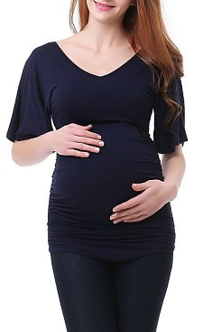 A woman wearing Ruched Maternity Top