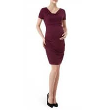 A woman wearing a 'Kate' Cowl Neck Ruched Body-Con Dress,