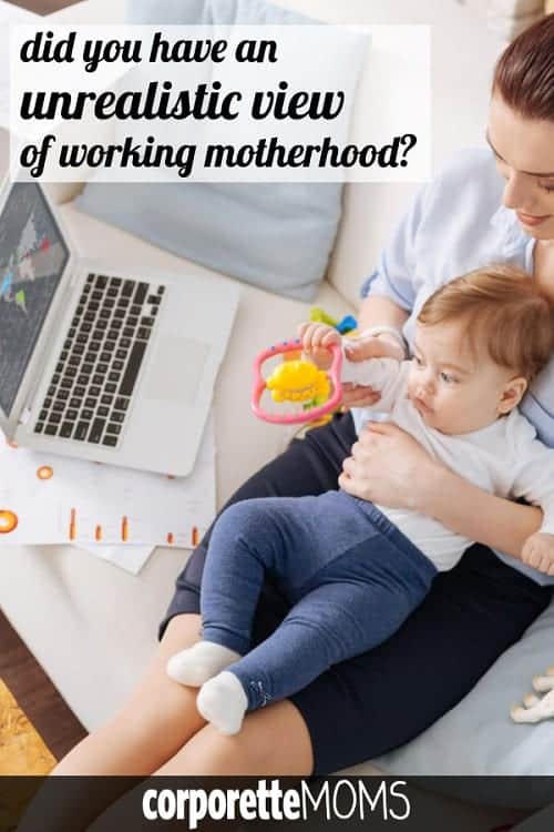 A mother baby sitting while working in front of a laptop