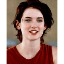 Winona Ryder smiling on the camera