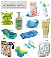 A collage of baby bath essentials