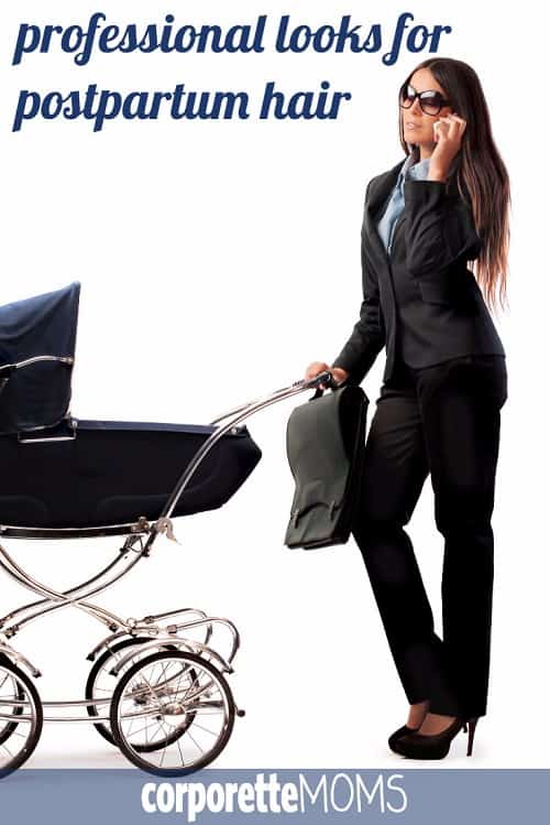 A woman in a suit holding a baby stroller 