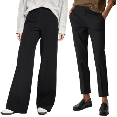 collage of two of the best pairs of pull-on work pants