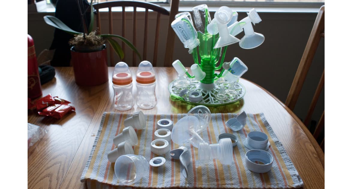 Baby feeding bottles on top of a table