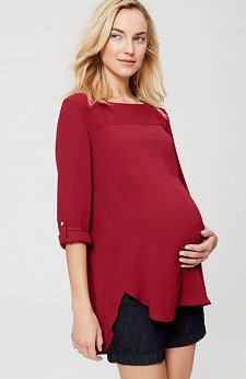 Red Maternity Top: Loft Maternity Seamed Blouse
