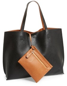 Street Level Reversible Faux Leather Tote Wristlet