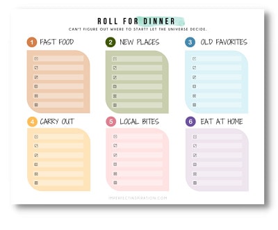 downloadable sheet from Imperfect Inspiration; top label says 