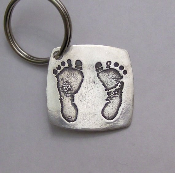 silver footprints keychain