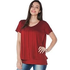 A woman wearing Plus Size Women's Short-Sleeve V-Neck Ultimate Tunic