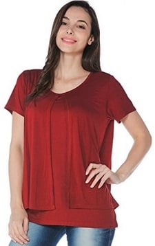 A woman wearing Plus Size Women\'s Short-Sleeve V-Neck Ultimate Tunic