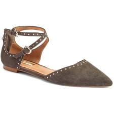 Brinley Co Womens. Double Ankle Strap Faux Suede Studded Flats