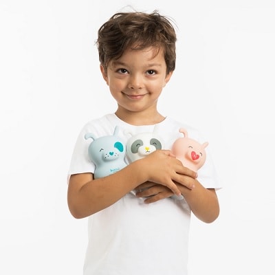 A child holding a stuffed animal