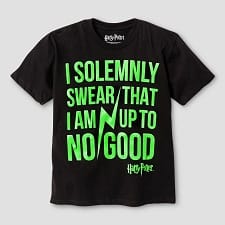 Warner Bros. Shirts & Tops Harry Potter I Solemnly Swear Neon Green Text Boys Black T-Shirt