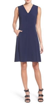 V-Neck Work Dress: Halogen® Zip Pocket V-Neck A-Line Dress