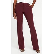 A woman wearing a pair of Old Navy Women's High Waisted Pixie Full Length Flare Pants