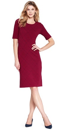 Elbow Sleeve Ponte Sheath Dress