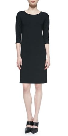 Misook 3/4 Sleeve V-Neck Knit Sheath Dress, Black