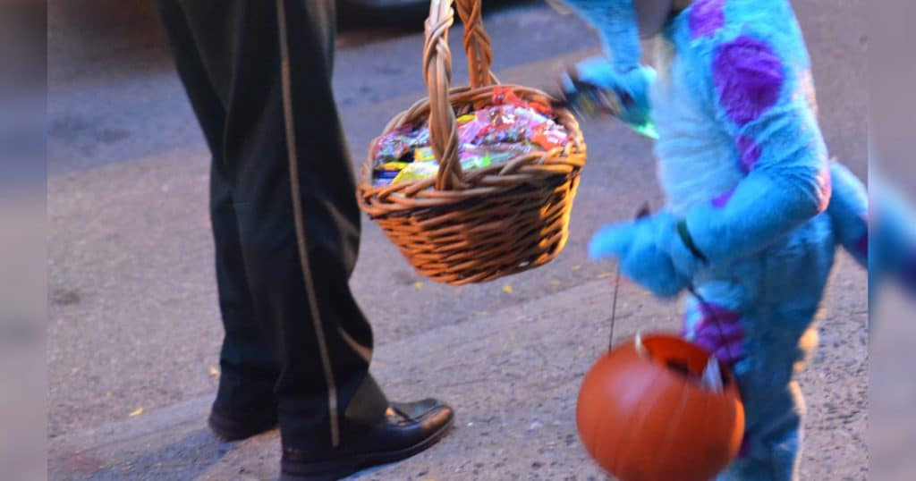 A close up of Halloween candies in a basket
